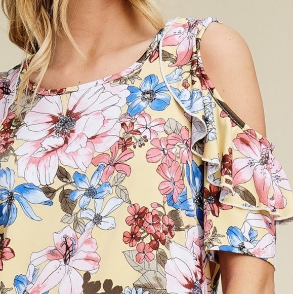 Floral cold shoulder top - Picture 7 of 7